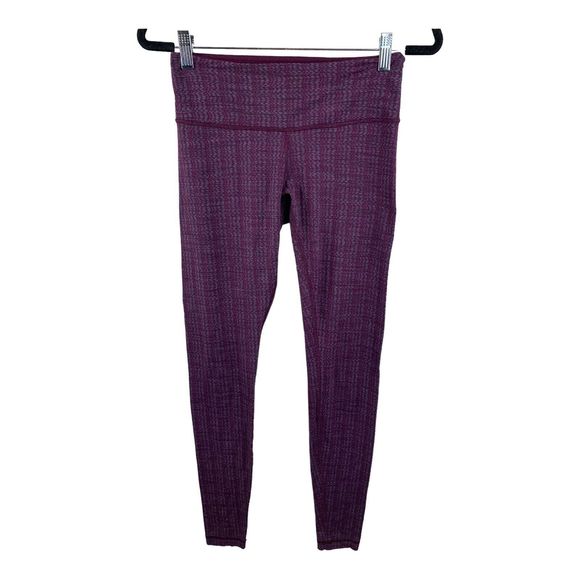 Lululemon Leggings Sz 6 Wunder Under Purple Ziggy Wee Raspberry Geo Chevron - Picture 2 of 13